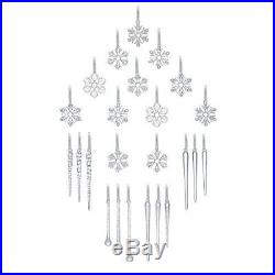 Christmas Glass Ornaments 24Crystal Adorns Icicles Frosted Snowflakes Tree Decor