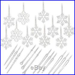Christmas Glass Ornaments 24Crystal Adorns Icicles Frosted Snowflakes Tree Decor