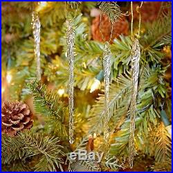 Christmas Glass Ornaments 72 Clear Crystals Ice Adorns Décor Xmas Tree Icicles
