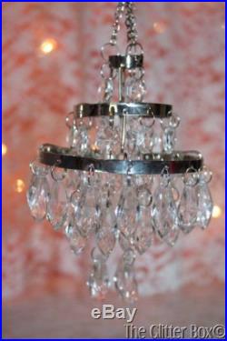 Christmas Ornaments Kurt Adler Silver Beaded Crystal Chandelier Shabby Cottage