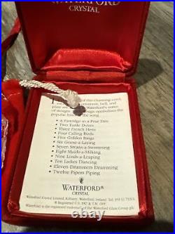 Collectible 1982 Waterford Patridge In A Pear Tree Crystal Ornament. Case. Pouch