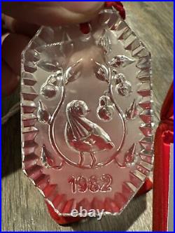 Collectible 1982 Waterford Patridge In A Pear Tree Crystal Ornament. Case. Pouch