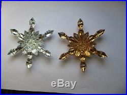 Crystal Baccarat Christmas ornament snowflake (x2) silver and golden