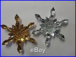 Crystal Baccarat Christmas ornament snowflake (x2) silver and golden