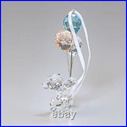 Crystal Bear Hanging Ornament Clear Crystal with Blue and Pink Balloons Display