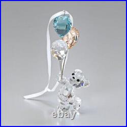 Crystal Bear Hanging Ornament Clear Crystal with Blue and Pink Balloons Display