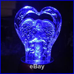 Crystal Christmas Ornament Angel Figurine Iceberg Design Statue Light Base Gift