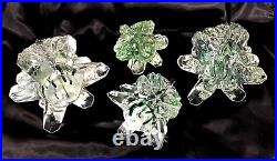 Crystal Christmas Trees GREEN Swirl Murano Style Lot of 4 Size 10.5-5.5 Inch