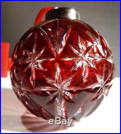 EXCELLENT Waterford Crystal Christmas Ornament 1999 RUBY RED Cased Ball in Box