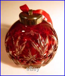 EXCELLENT Waterford Crystal Christmas Ornament 1999 RUBY RED Cased Ball in Box