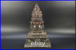 Early 20th C Tibet Crystal Antique Buddhist Stupa Tibetan Rare Shrine Decoration