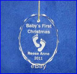 Engraved Personalized Crystal Babies feet 1st First Christmas Ornament 2014