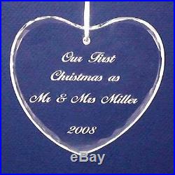 Engraved Personalized Mr Mrs 1st Christmas Together Crystal ornament 2014