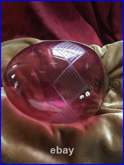 FLAWLESS Glass KUGEL Crystal Cranberry Flash Jumbo 9 CHRISTMAS ORNAMENT BALL