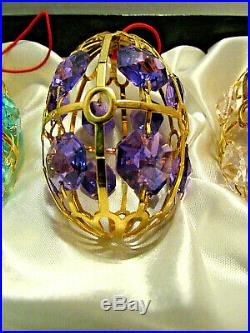 Faberge Multi Color Crystal Christmas Ornaments Set Of 6 In Orginal Box