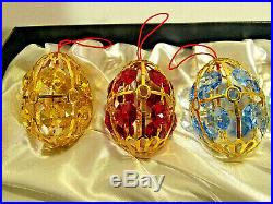 Faberge Multi Color Crystal Christmas Ornaments Set Of 6 In Orginal Box