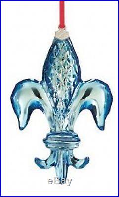 Fleur Lys BLUE Baccarat CHRISTMAS ORNAMENT home crafted clear Crystal world BOX