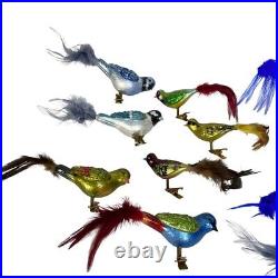 FrontGate Ornaments Set 165508 Glass Birds With Crystals Feathers Christmas 12