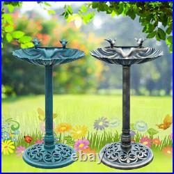 Garden Outdoor Traditional Ornament Bird Bath Pedestal Water Bowl Bronze / Green