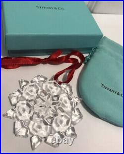 Genuine Tiffany & Co 2011 Crystal Snowflake Christmas Ornament with Dust Bag & Box
