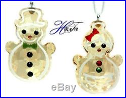Gingerbread Snowman Couple Ornaments 2019 Holiday Xmas Swarovski Crystal 5464885