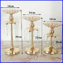 Gold Crystal Candle Holder Wedding Decor Table Centerpiece Candelabra Decoration