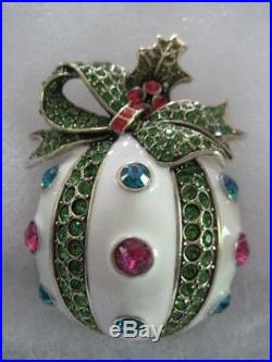 HEIDI DAUS Holly Jolly Crystal/Enamel Ornament Pin (Orig. $149.95)