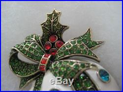 HEIDI DAUS Holly Jolly Crystal/Enamel Ornament Pin (Orig. $149.95)