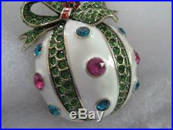 HEIDI DAUS Holly Jolly Crystal/Enamel Ornament Pin (Orig. $149.95)-LAST ONE
