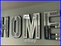 Home Letter Mirror and Crushed Crystal Wall Ornament, decorative HOME piece Hang