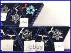 Huge Lot 28 Swarovski Crystal Christmas Snowflake Star Ornaments, Boxes 1990s+