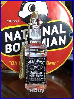 Jack Daniels Lenox Christmas Ornament Black Label Bottle Crystal Rare L@@K