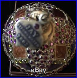 Jay Strongwater 2003 Burgundy Multi-color Swarovski Crystals Glass Xmas Ornament
