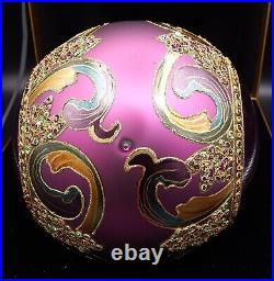 Jay Strongwater 5 1/2 Purple Jeweled Crystal Ball Ornament withbox Neiman 2002