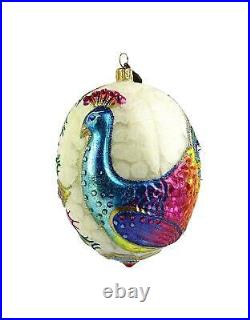 Jay Strongwater 5.5 Unique Vibrant Peacock Glass Ornament New Box