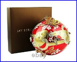 Jay Strongwater 6 Siam Artisan Floral Scroll Butterfly Ball Glass Ornament New