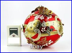 Jay Strongwater 6 Siam Artisan Floral Scroll Butterfly Ball Glass Ornament New