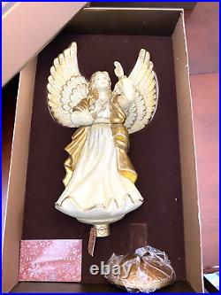 Jay Strongwater Angel With Gold & White Dress Swarovski Crystals Tree Topper NIB