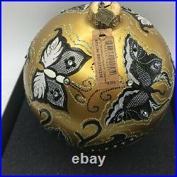 Jay Strongwater BUTTERFLY NOUVEAU ARTISAN 6 GOLD BALL 2018 Glass Ornament New