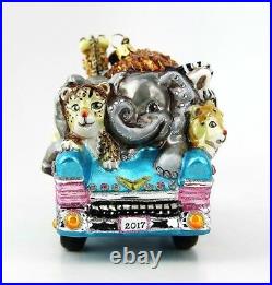 Jay Strongwater Baby's First Christmas Elephant Giraffe Glass Ornament New Box