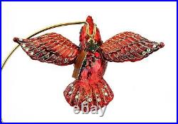 Jay Strongwater Bird Siam Cardinal Glass Ornament Swarovski New No Stand
