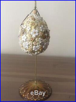 Jay Strongwater Blossom Egg Easter Christmas Ornament Swarovski Crystals Stand