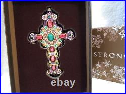 Jay Strongwater CROSS Swarovski Crystal Jewels Red Glass Ornament New In Box