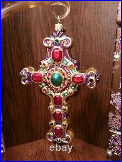 Jay Strongwater CROSS Swarovski Crystal Jewels Red Glass Ornament New In Box