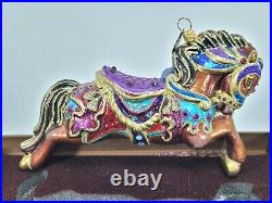 Jay Strongwater Carousel Horse with Swarovski Crystals Christmas Ornament