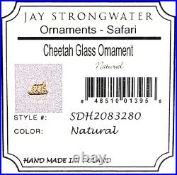 Jay Strongwater Cheetah Glass Ornament Swarovski Crystals New Original Box