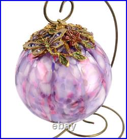 Jay Strongwater Christmas Ornament Ball Large Amethyst Dragonfly New No Box #11