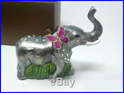 Jay Strongwater Elephant Glass CRYSTAL Ornament NEW IN BOX NWB CHRISTMAS