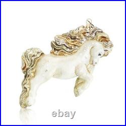 Jay Strongwater Extra Large White & Gold Galloping Horse Glass Ornament New Box