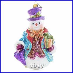 Jay Strongwater Gentleman Snowman Glass Ornament #sdh20043-250 Brand Nib F/sh